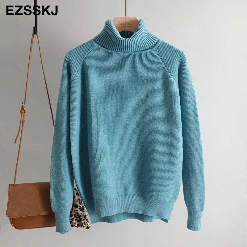 New casual thick Autumn Winter turtleneck oversize Sweater Pullover Women warm chic female loose Knitted Basic Sweaters pull