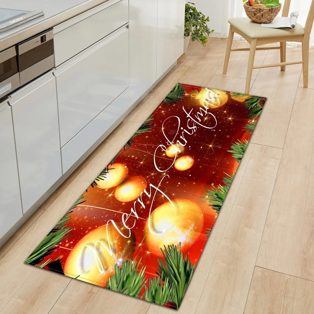 Kitchen Carpet Entrance Doormat Home Mat For Floor Merry Christmas Bedroom Tatami Dcorative Carpet Bath Anti-Slip Hallway Rugs