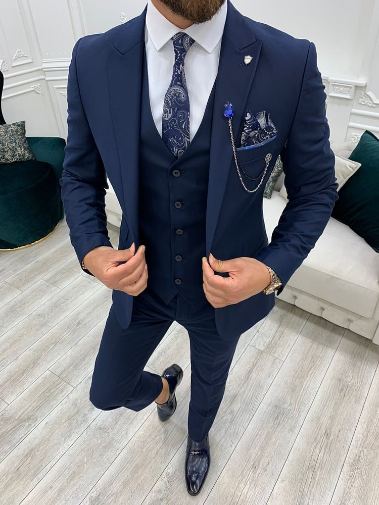 Forenzax Navy Blue Slim Fit Suit
