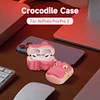 SIKAI 100% Recycle Super Cute Pinky Crocodile Silicone Case For Airpods Pro 1 2 Airpods 3 Protective Cover Earphone Case For Air Pods Pro BUY 1 GET 1 FREE SIKAI CASE