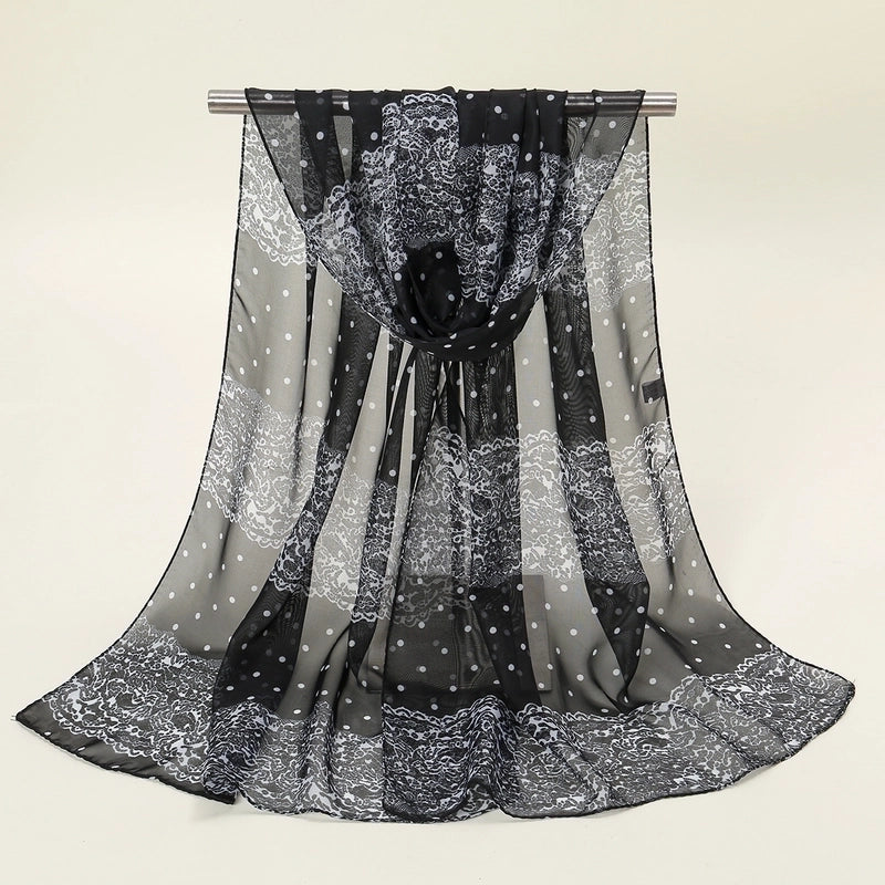 Women’s Sweet Flower Chiffon Printing Silk Scarf