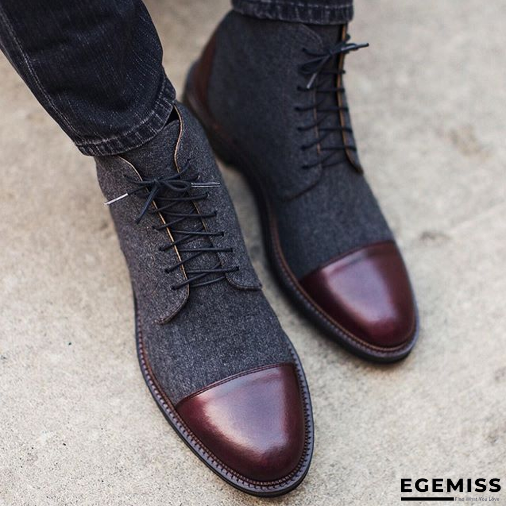 Handmade Color Stitching Suede Ankle Boots | EGEMISS