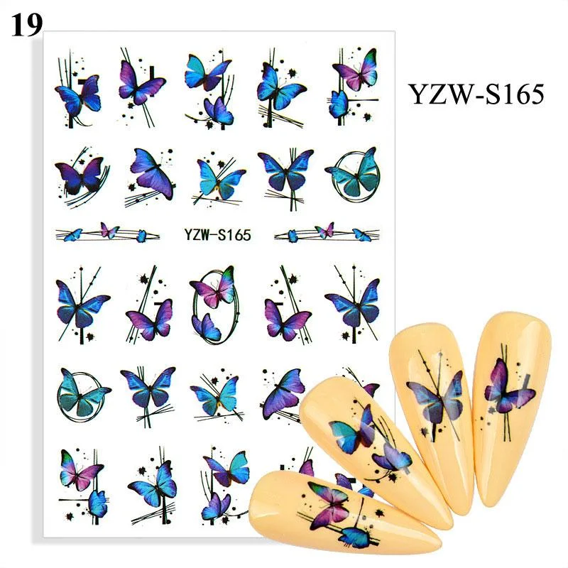 1 Sheet Human Face Nail Stickers And Decals 2021 Nail Art Decorations Set Geometric Pattern Dried Flowers Sliders For Nails Art-Nail Inspo