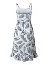 Simple Printed Condole Belt Midi Dress