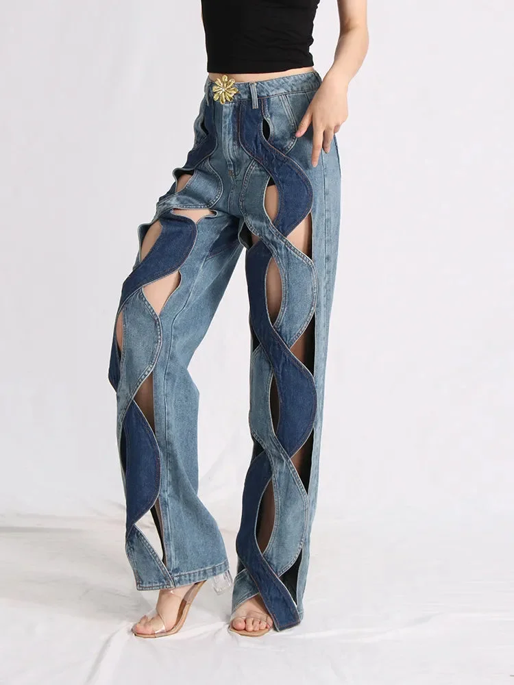 Brownm Different Denim Cut Out Jeans