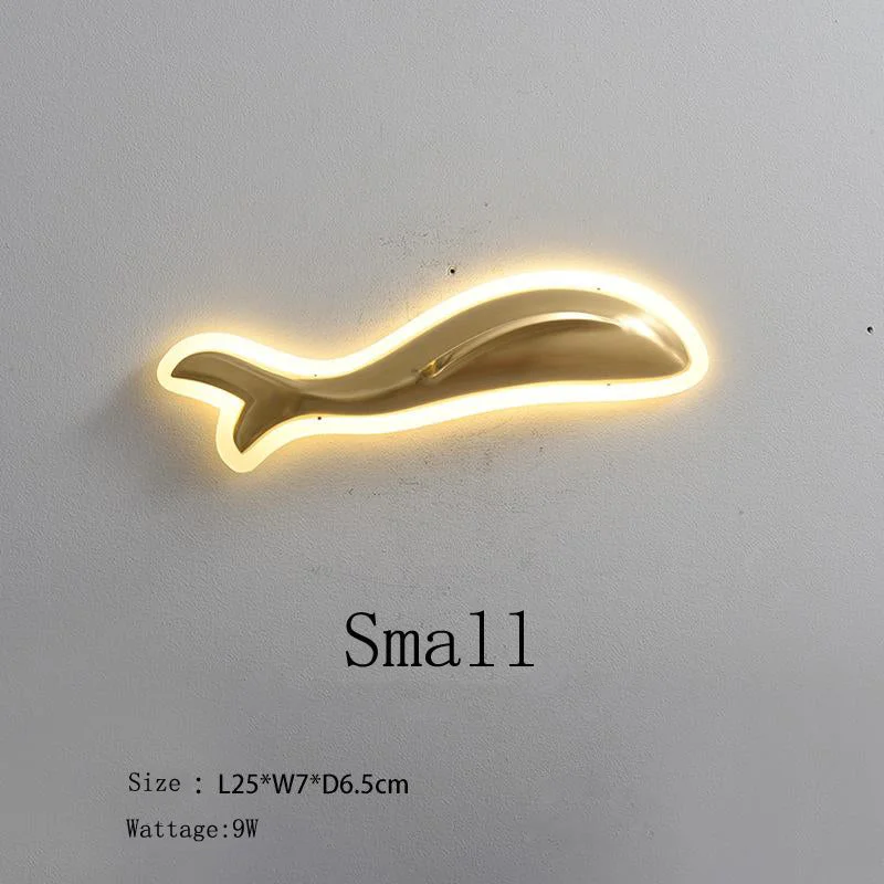Nordic Brass Living Room Background Wall Lamp LED Staircase Porch Bedroom Bedside Decoration Fish Shaped Copper Wall Lamp