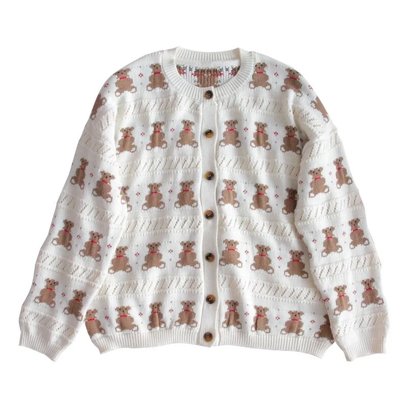 Sweet Bear Kawaii Cardigan Girls Cute Sweater Jacket Novameme