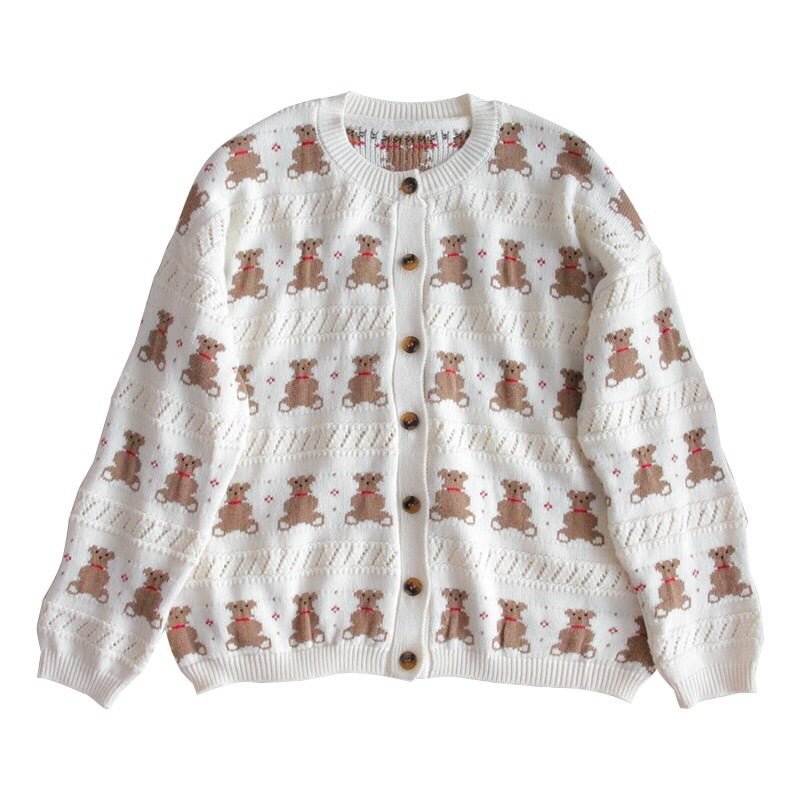 Sweet Bear Kawaii Cardigan Girls Cute Sweater Jacket Novameme