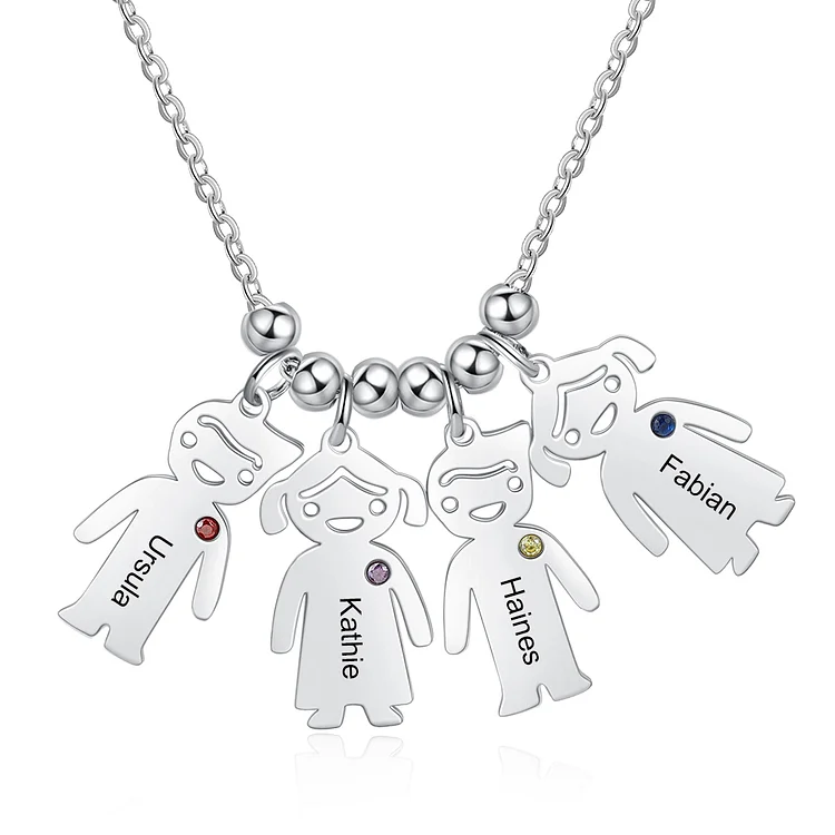Kettenmachen Personalisierte 4 Namen Kinderzauber Halskette mit 4 Geburtssteinen