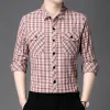 Men's Business Casual Loose and Comfortable Plaid Striped Shirt