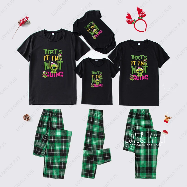 That's it Im Not Going Grinch Stitch Christmas Family Short Sleeve Pajamas Sets