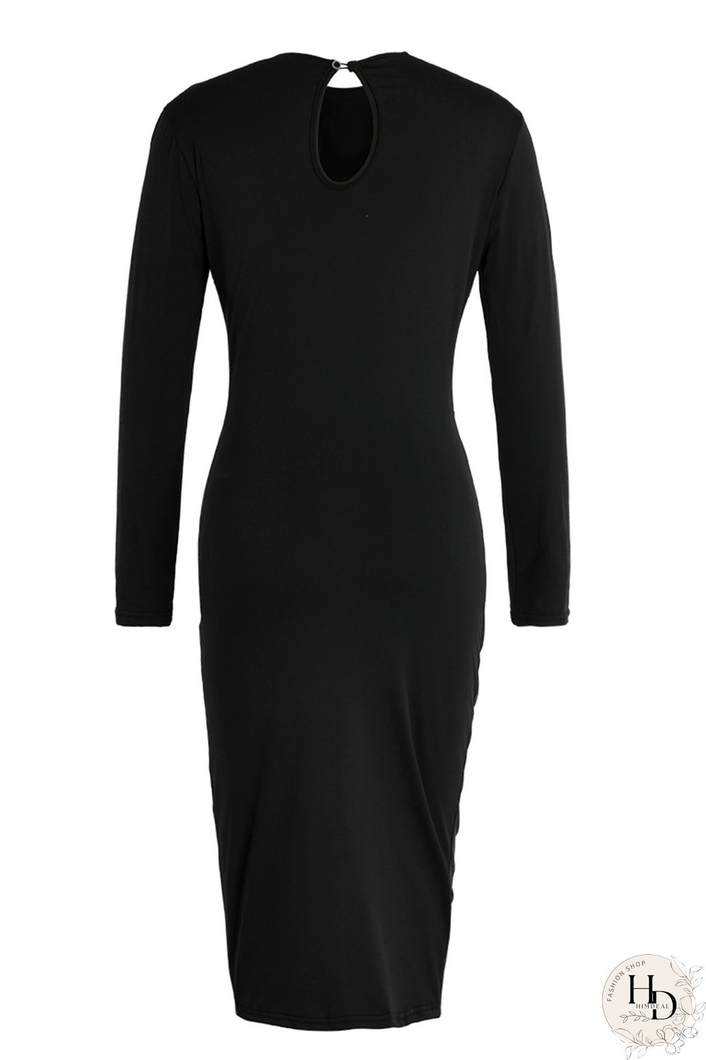 Burgundy Fashion Solid Bandage Draw String Slit O Neck Long Sleeve Dresses