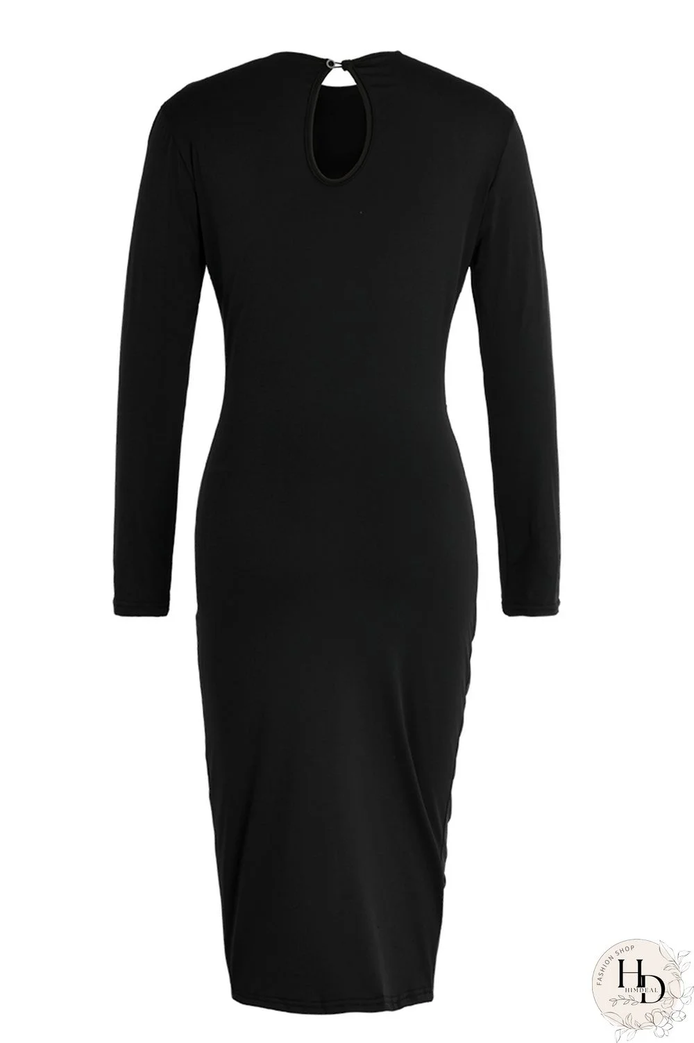 Burgundy Fashion Solid Bandage Draw String Slit O Neck Long Sleeve Dresses