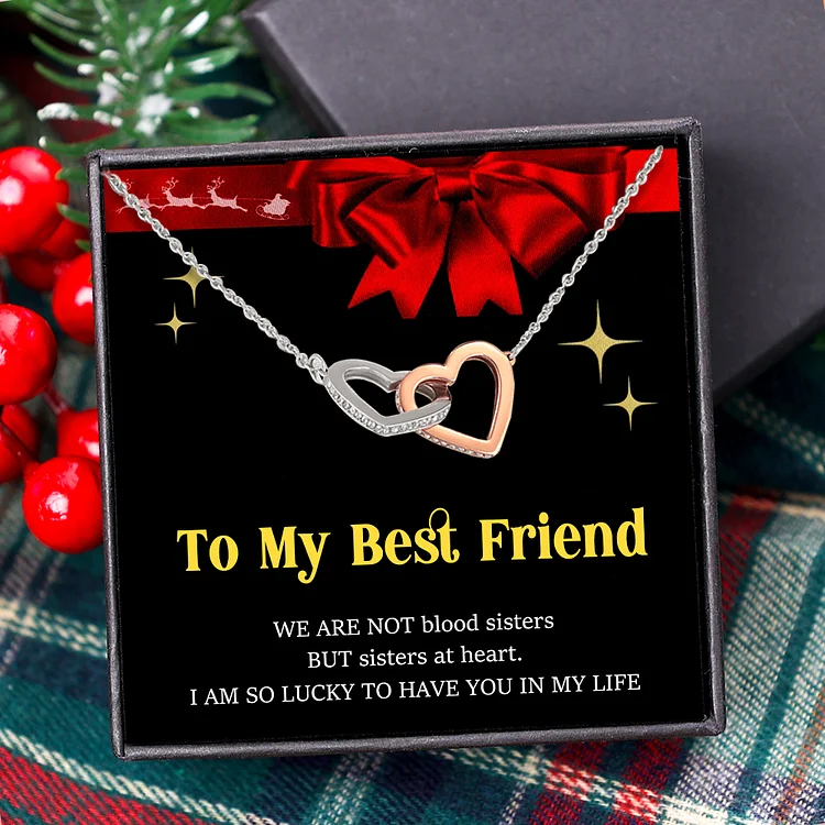 To My Best Friend Necklace Gift Set S925 Sterling Siver Necklace Interlocking Heart Necklace
