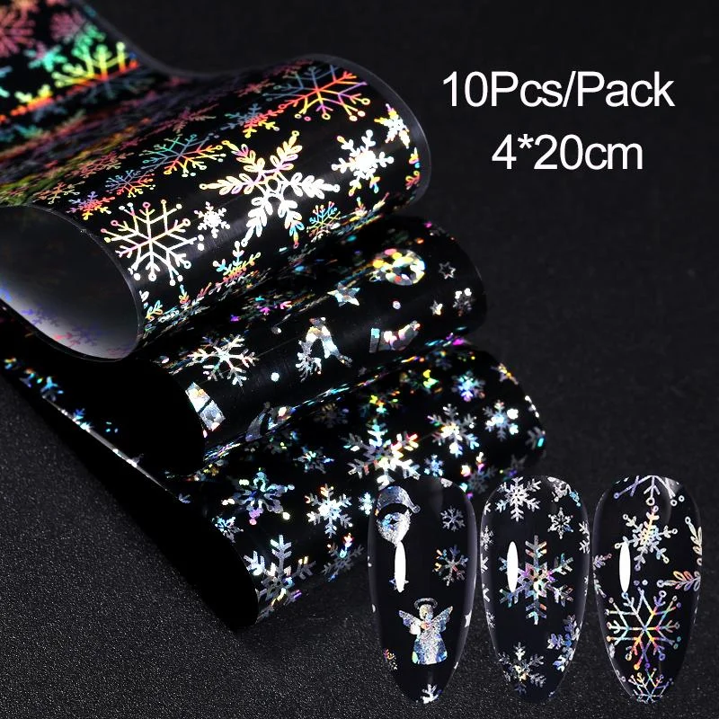 10Pcs/Bag Marble Nail Art Transfer Foil Sticker Flower French Tip Wraps Adhesive Decals Nails Decoration Manicures Accessories-Nail Inspo