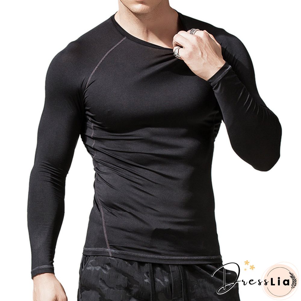 Sports Quick Drying T-shirt Tights Elastic Fitness Clothes Compression Long Sleeve