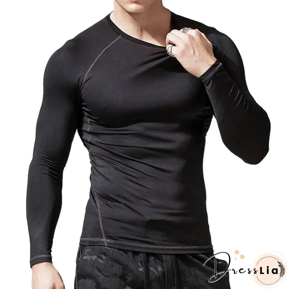 Sports Quick Drying T-shirt Tights Elastic Fitness Clothes Compression Long Sleeve