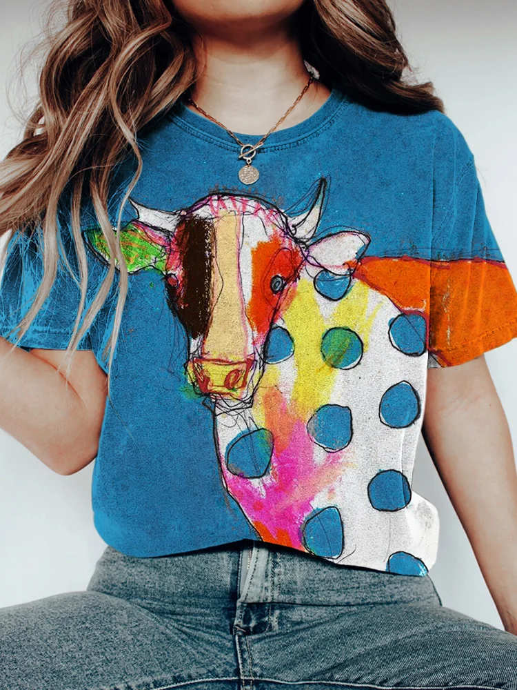 Polka Dot Cow Animal Graffiti Ladies' T-Shirt