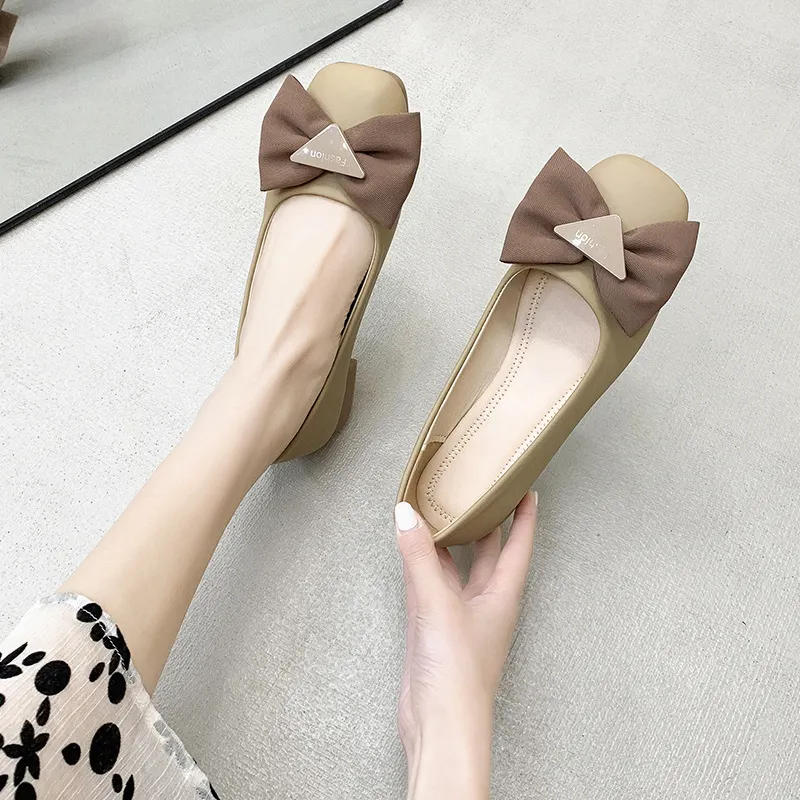 Breakj Breakj Single-Shoe Women's One-Legged Shallow Women's Shoes 2025 Autumn New Evening Wind French Bow Bean Shoes