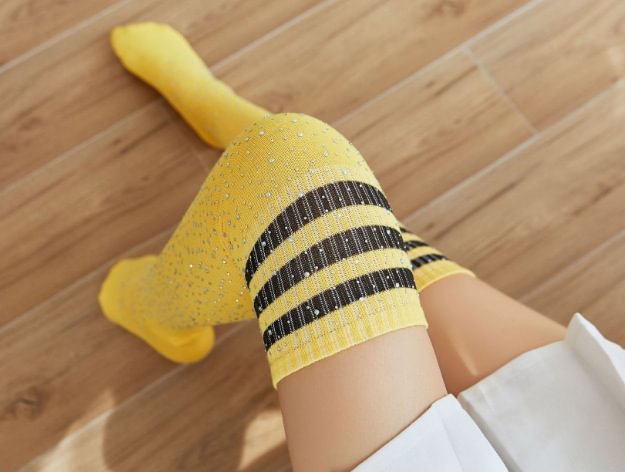 Football Socks Combed Cotton Hot Drilling Print Long Tube Over Knee Socks
