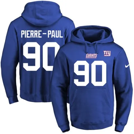 Giants #90 Jason Pierre-Paul Royal Blue Name & Number Pullover NFL Hoodie