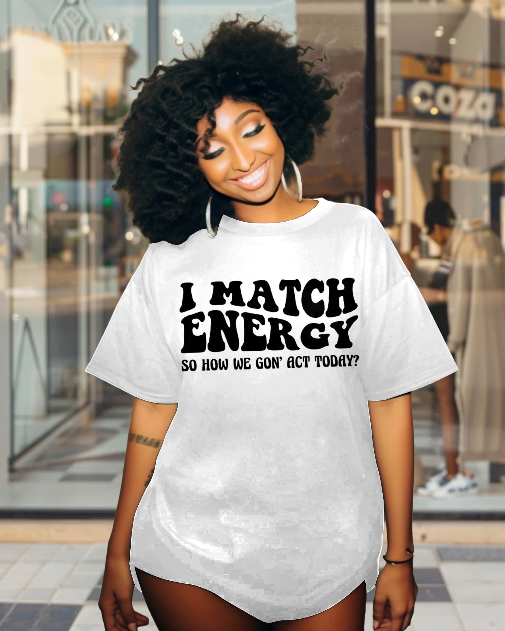 Plus Size I Match Energy Oversize Short Sleeve T-Shirt