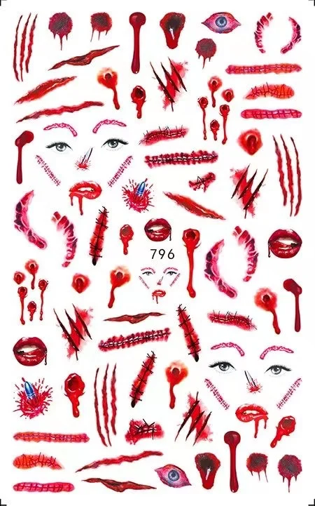 Churchf New 3D Self-Adhesive Bohemia Lovly Red Lips Image Nails Stickers for Nails Sticker Decorations Manicure Z0452-Nail Inspo