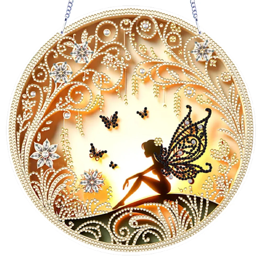 2D Flat DIY Hanging Diamond Art Kits Rhinestone Window Pendants (Silhouette)