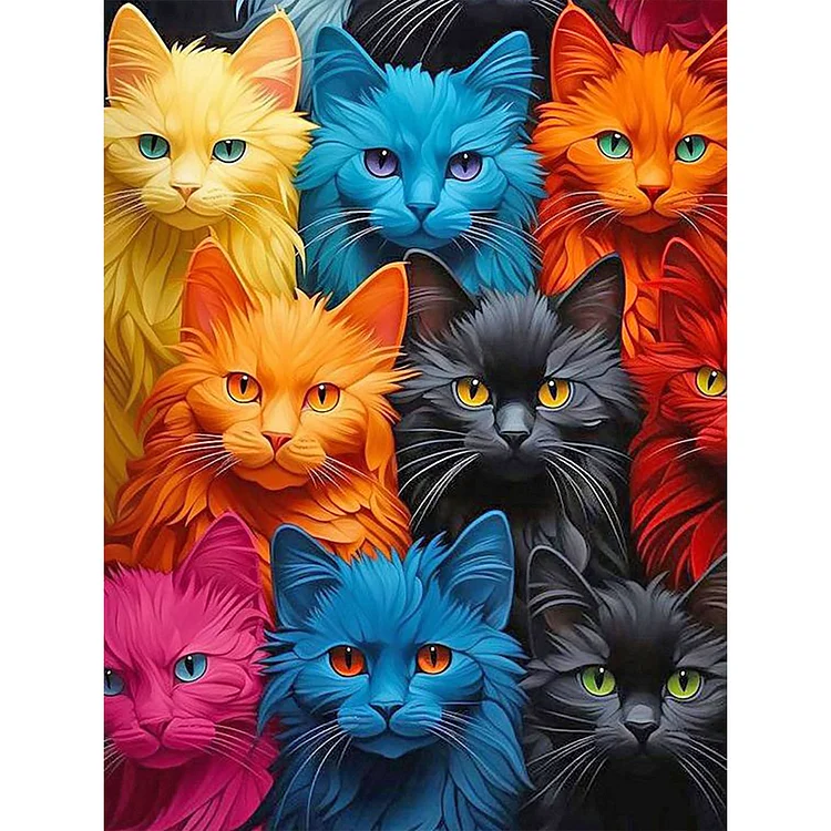 Colourful Cats - Full Round - Diamond Painting (30*40cm)