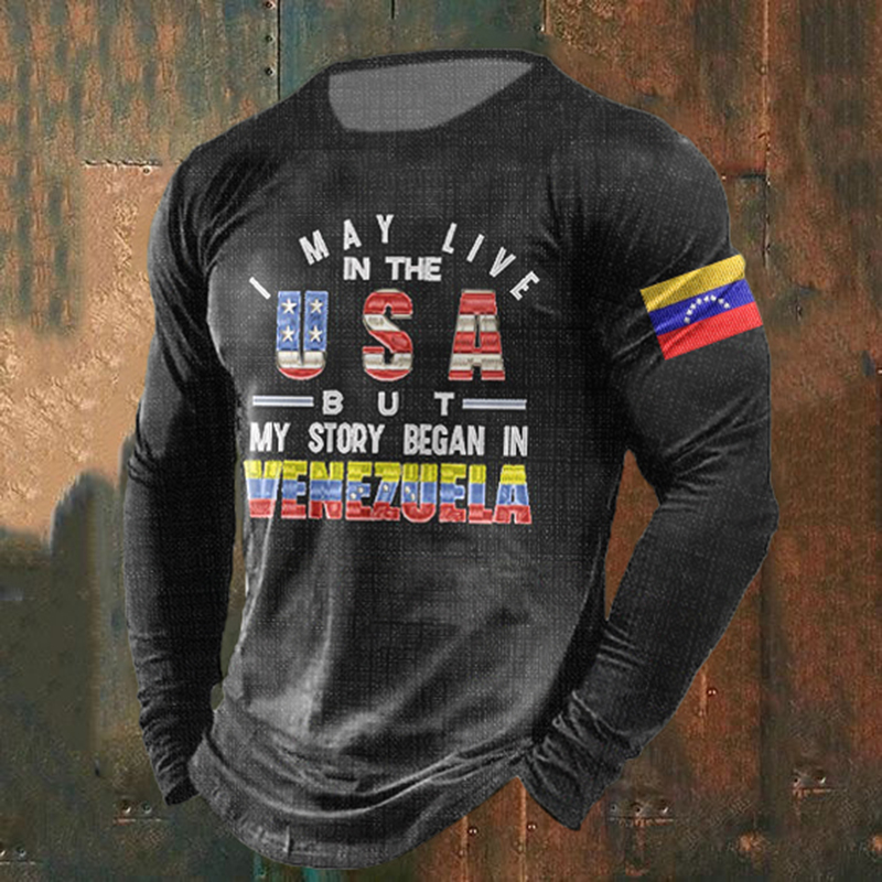 I Love Us But My Story Began In Venezuela Print Casual T-shirt artswardrobe