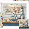 Diamond Painting -DIY Full Square Drill Beach Boat(35*35CM)
