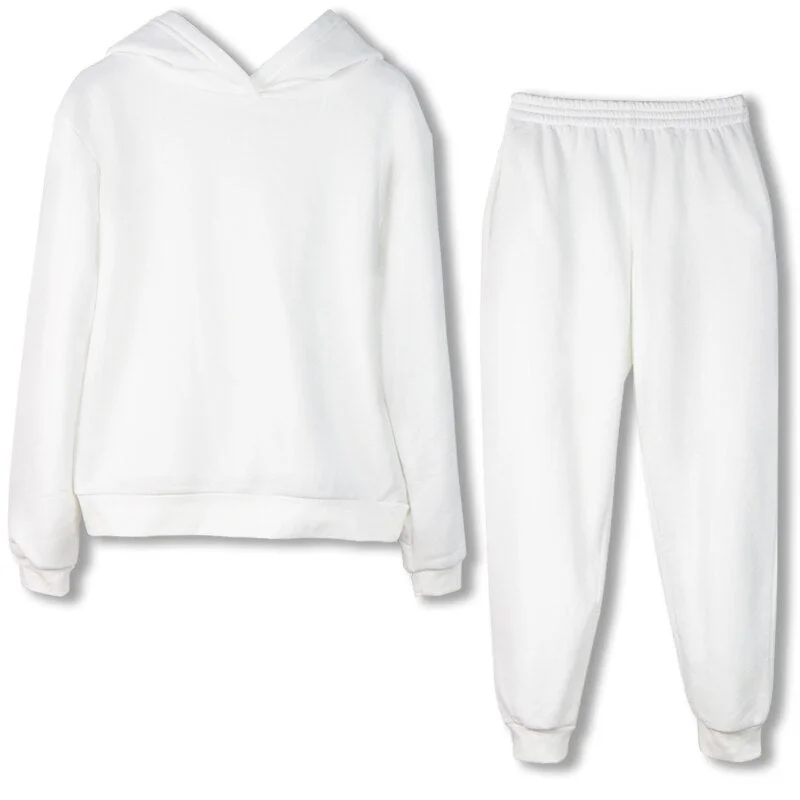 Casual Sets Women Fleece Tracksuit Warm Hoodie Sweatshirts Long Sweatpant Fashion Ladies Sweatshirt Suits Winter Two Piece Sets