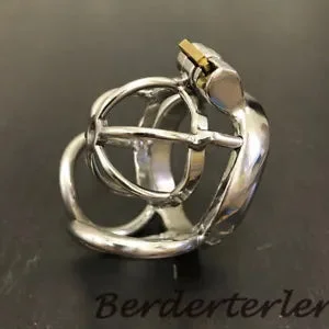 pornhint Pornhint New Stainless Steel Male Chastity Device Cage Ring Locking Anti-Off Clamp Belt