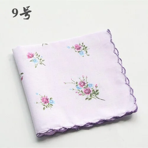 Handkerchiefs Women Soft Floral Printing Cotton Elegant Classic Pockets Square Handkerchief Womens National Style Simple Trendy