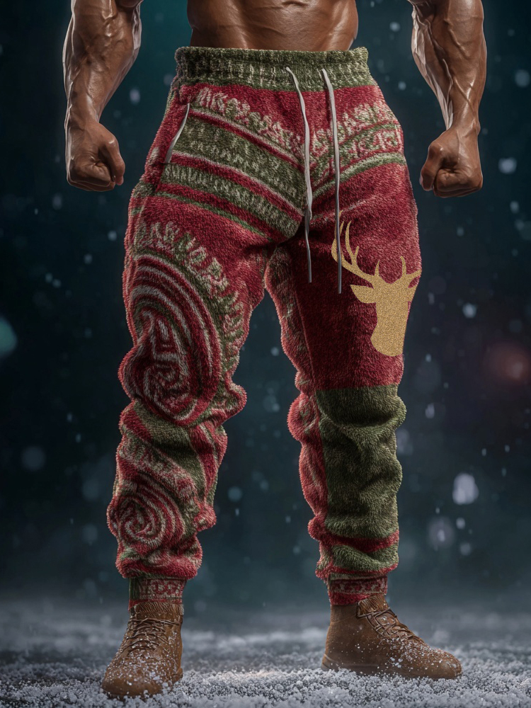 Men's Vintage Christmas Inspired Art Cozy Plush Sweatpants elevenforest
