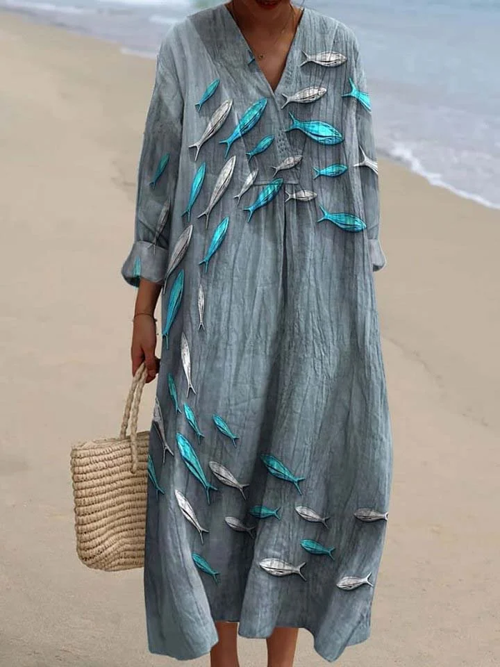 Women's Deep Sea Fish Art Print Dress