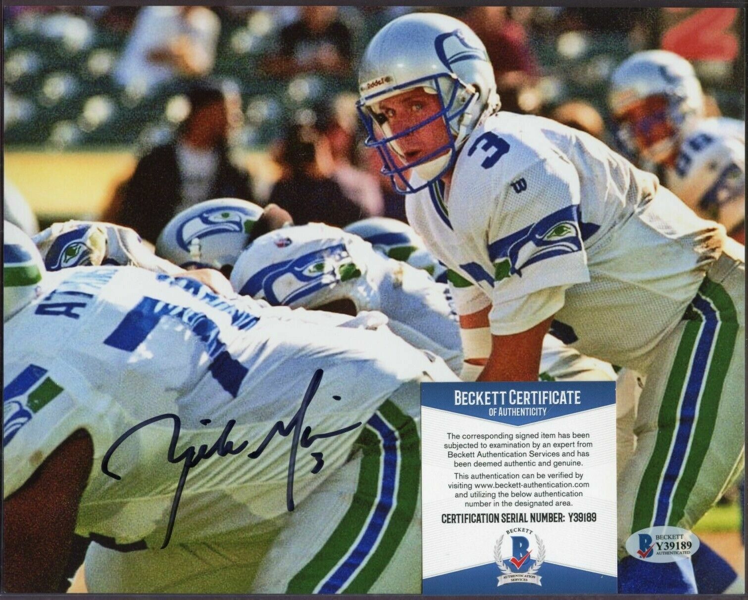 Rick Mirer signed Seattle Seahawks 8x10 autographed Photo Poster painting BAS