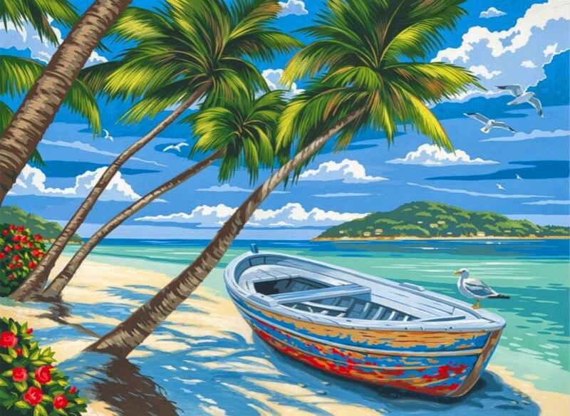 

Boat Stranded on an Island – Paint By Numbers - 40*50CM, 501 Original