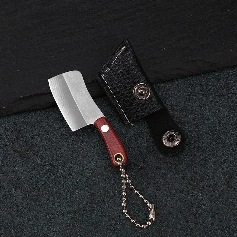 Portable Keychain Pocket Knife Stainless Steel Camping Small Mini Knife Peeler EDC Fixed Blade Wood Handle Small Kitchen Multi K