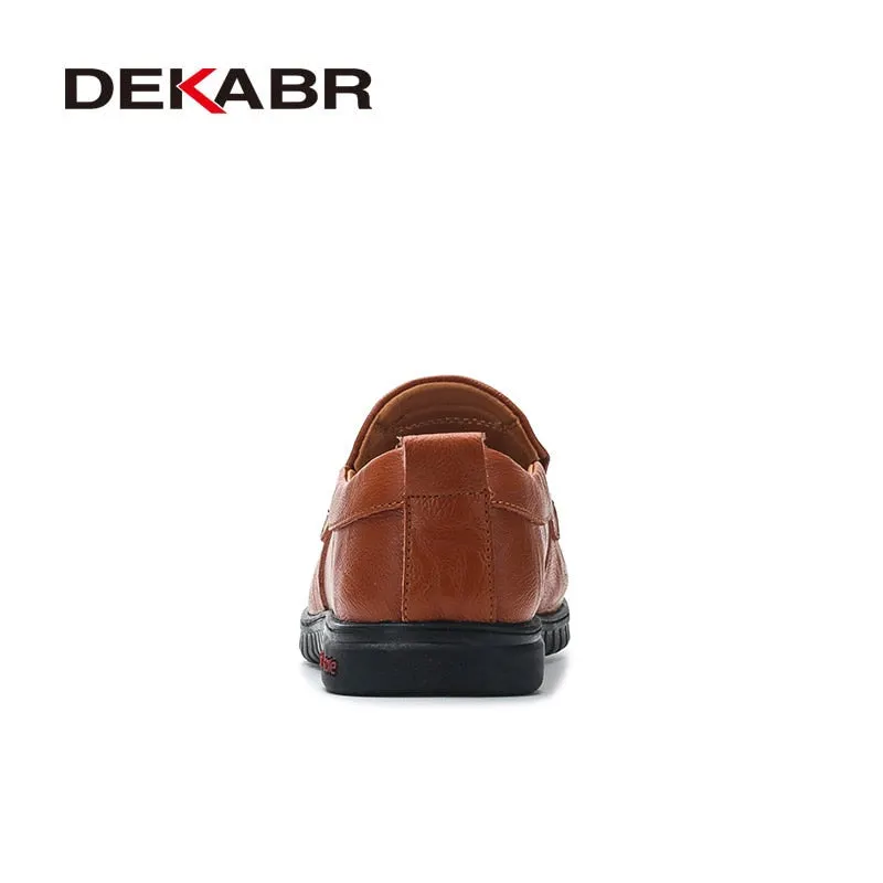 DEKABR Genuine Leather Men's Loafers Luxury Men Casual Shoes Fashion Driving Shoes Breathable Slip on Moccasins Size 37~47