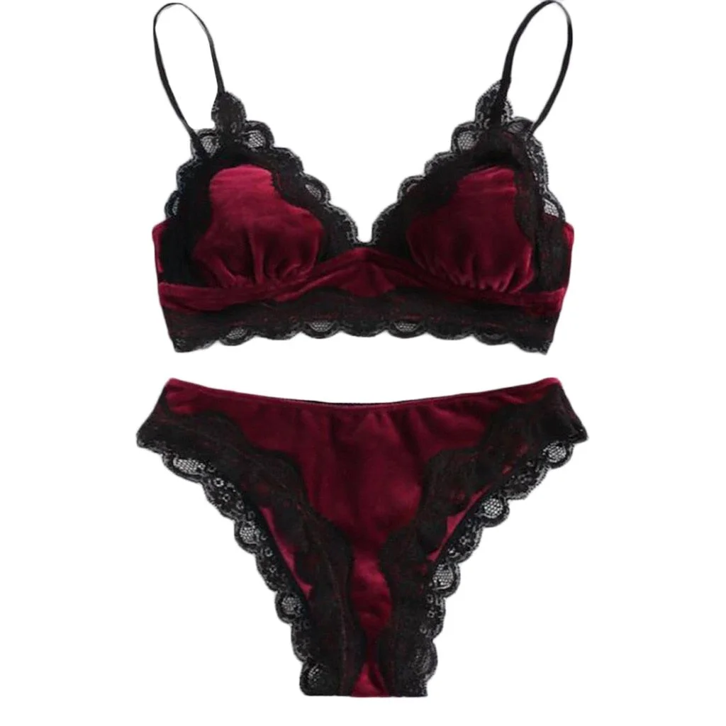 Lingerie Sexy Bra Set Bras 2019 Women Brief Sets Women Sexy Lace Velvet Set Comfortable Sleepwear Bra Underwear Sets 2019 HotB4