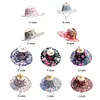 2 in 1 Bamboo Foldable Hand Fan Sun Hat Floral Printed Chinese Style Handheld Foldable Wide Brim Hat for Women Outdoor Beach Travel Accessory