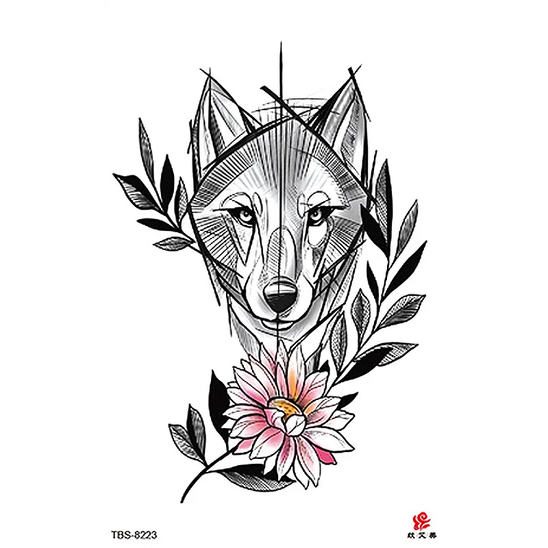 Sdrawing Temporary Tattoo Sticker Dark Snake Tattoos Flower Tatoos Body Art Geisha Water Transfer Clavicle Arm Fake Tatto