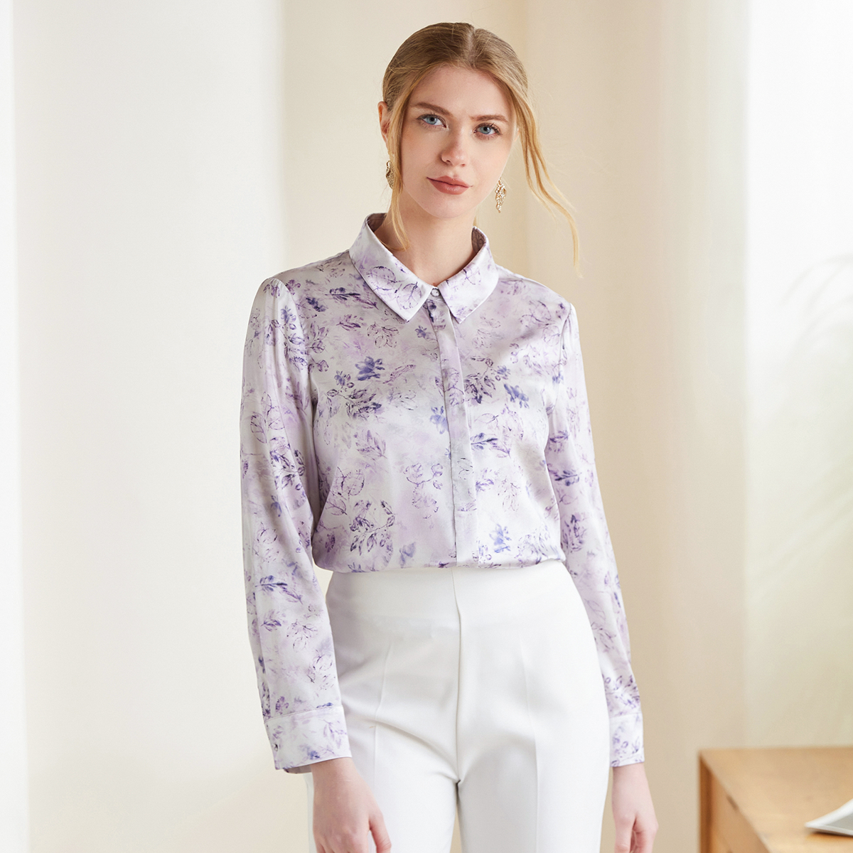 Silk Button Down Shirt Flower Summer Style REAL SILK LIFE