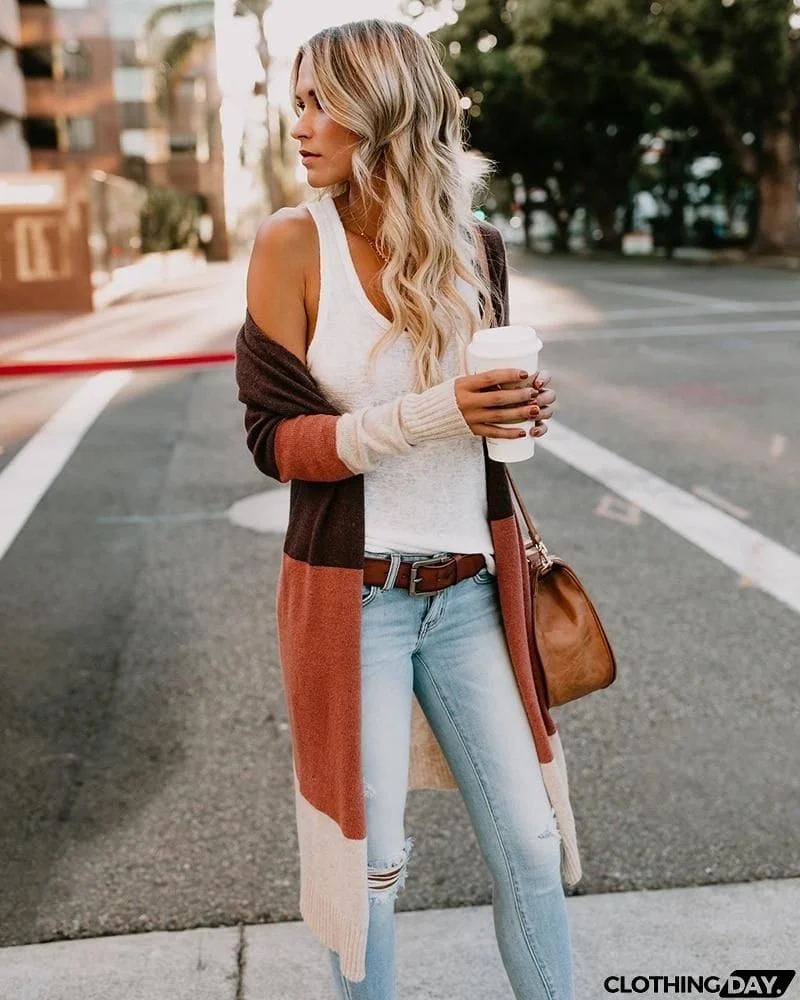 Patchwork Long Knit Cardigan