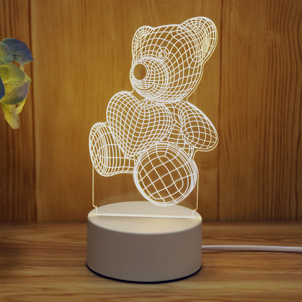 

USB 3D LED Bedside Night Light Romantic Love Acrylic Desktop Table Lamp, 501 Original