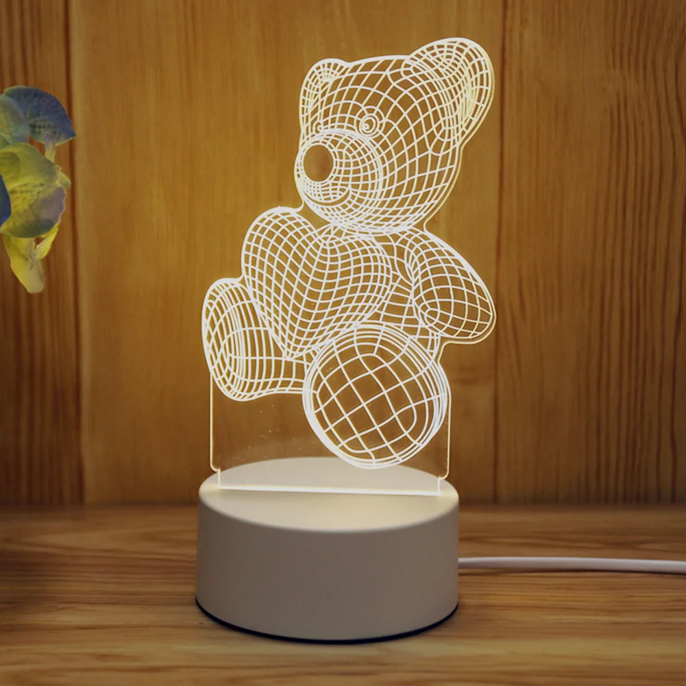 USB 3D LED Bedside Night Light Romantic Love Acrylic Desktop Table Lamp (A)