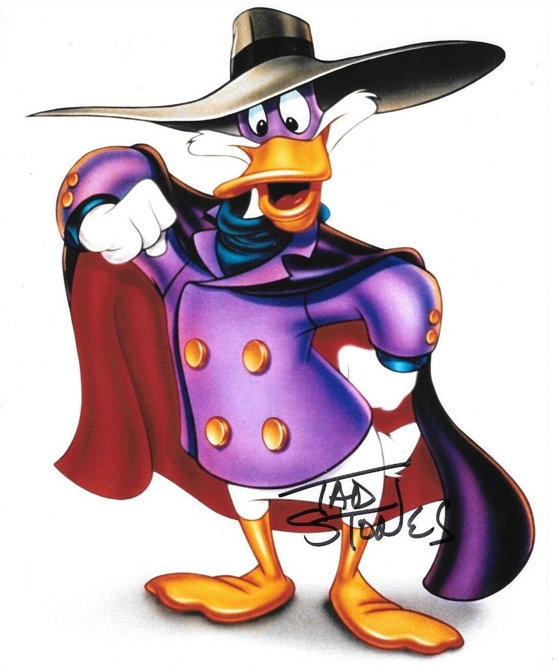 * TAD STONES * signed 8x10 Photo Poster painting * DARKWING DUCK * COA * 1