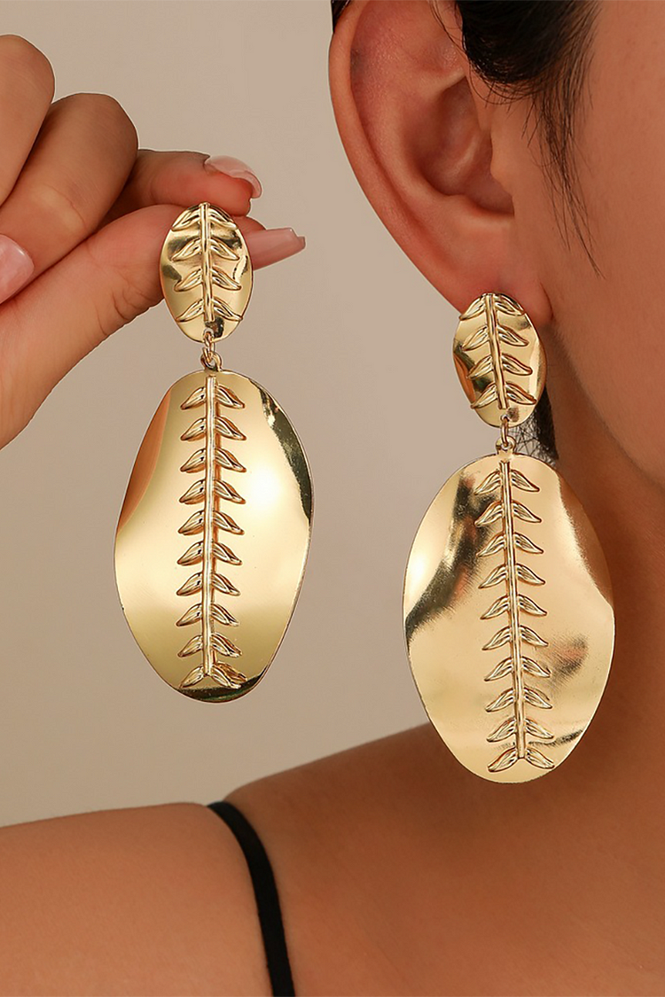 Leaves Pattern Double-Layer Geometric Fashionable Dangle Earrings