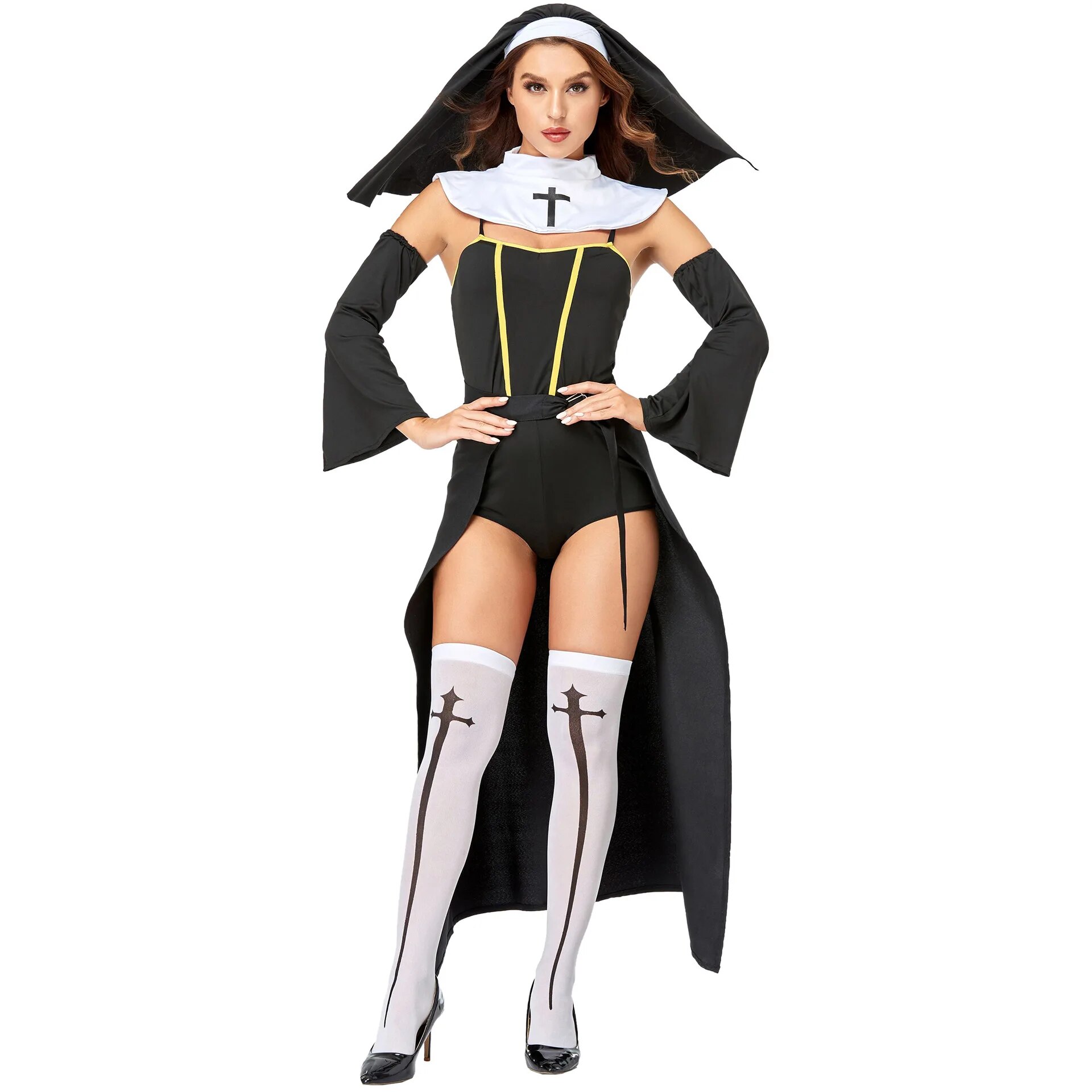 [Wetrose] In Stock Saint Nun Cosplay Costume Woman Outfit Cross Monk Girl Church Party Role Play Sexy Suit Halloween Full Set